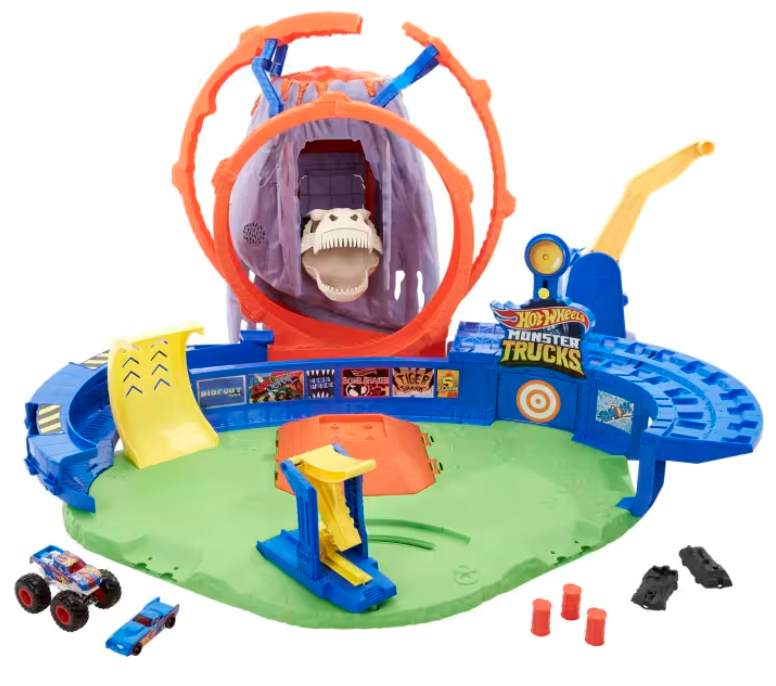 Hot Wheels Monster Trucks Pista de Juguete Temible Explosión Volcánica